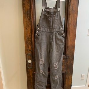 Overalls grey distressed large
